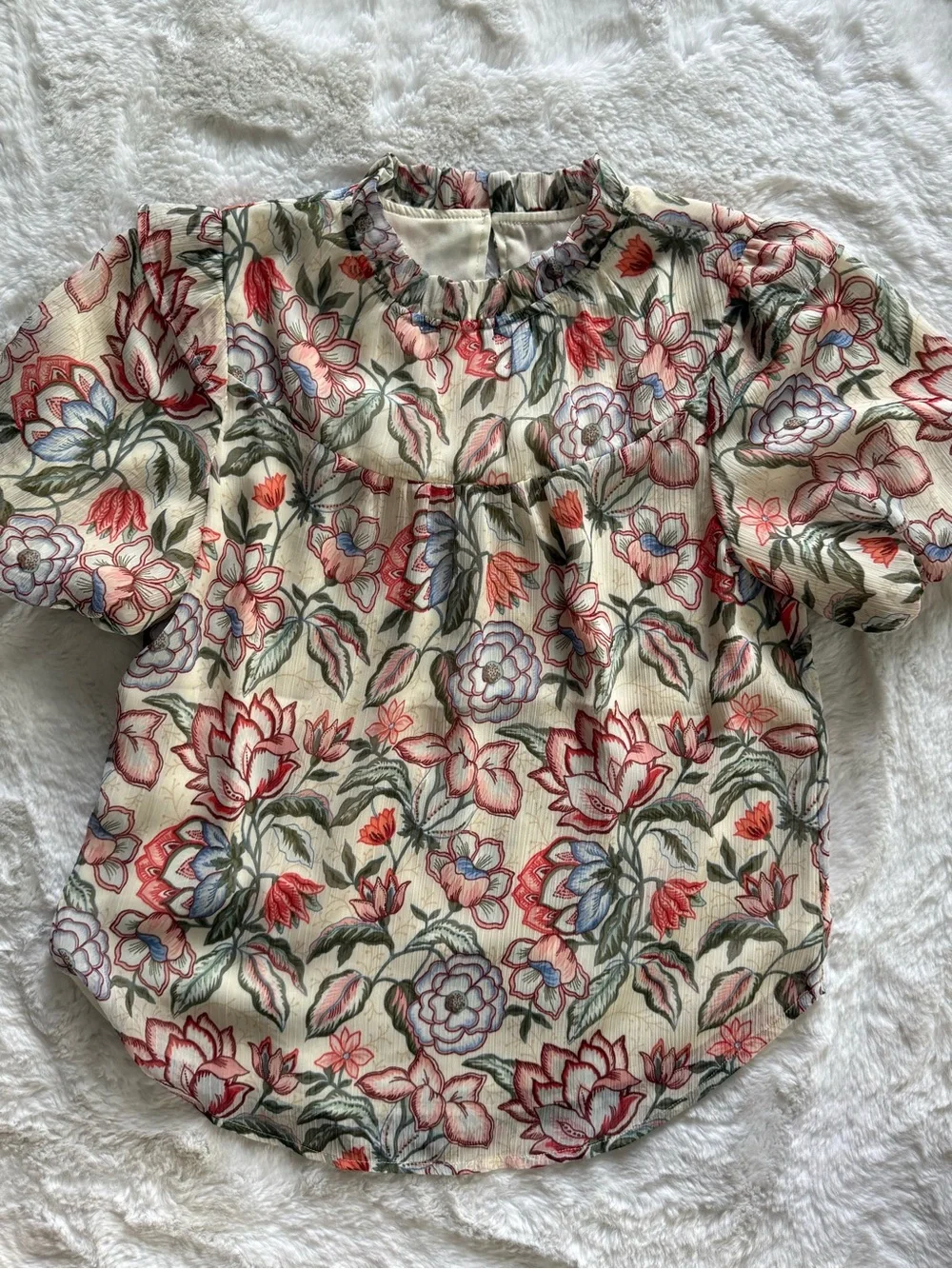 NWOT Ann Taylor Loft Floral Puff-Sleeve Blouse